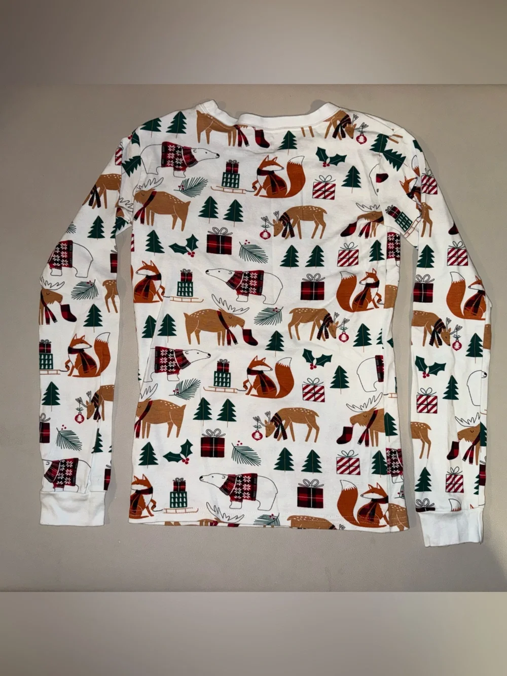 Place Kids White Holiday Forest Animal Pajama Set